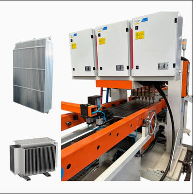 Đường dây sản xuất dây chuyền biến đổi Radiator Fin PLC điều khiển tấm thép Radiator Đường dây sản xuất tự động hóa cao với Servo Motors Multi-head Gantry Spot Welding